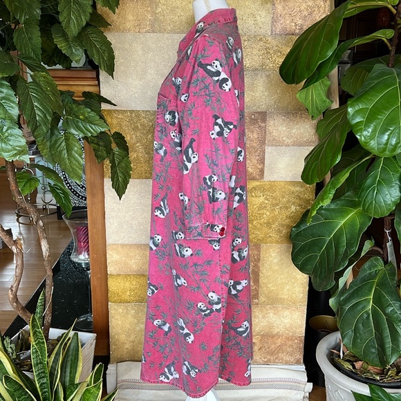 National Wildlife Federation Panda Pj Button Down 100% Cotton Night Gown Dress - Picture 10 of 13